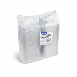Tál (rPET) négyzet alakú, fedővel 375 ml átlátszó [50 db]