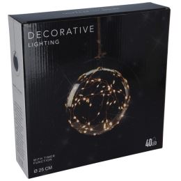 Karácsonyi bál 18 cm LED lámpával és időzítővel, füstszürke színű (2)