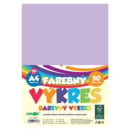 Farebný výkres A4 180g/m2, bal/50 ks - pastelová fialová