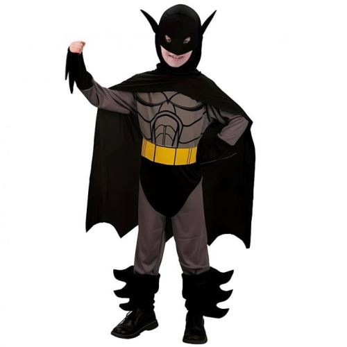 Detský kostým superhrdinská sada s netopierom (plášť s kapucňou, maska) veľkosť 110/120 cm