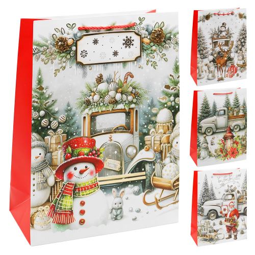 Darčeková taška vianočná 40x30x12 cm (mix 4 dizajnov - /cena za 1 ks)