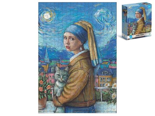 Puzzle 47x33cm Lány gyönggyel 500 darabos dobozban