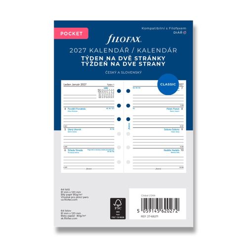 Náplň do diára Filofax Vreckový kalendár 2027 ČJ+SJ týždeň /2 stránky