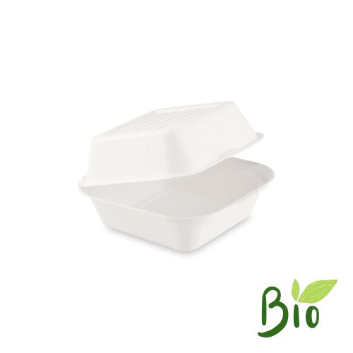 BIO cukornád hamburger doboz 152x150x78 mm, 50 db a csomagban
