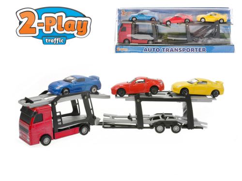 2-Play Traffic autószállító kamion 26 cm 1:60 arányban + 3 autó a dobozban