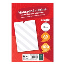 Náplne do karisblokov JUNIOR - A5 linajkové, 100 ks/bal