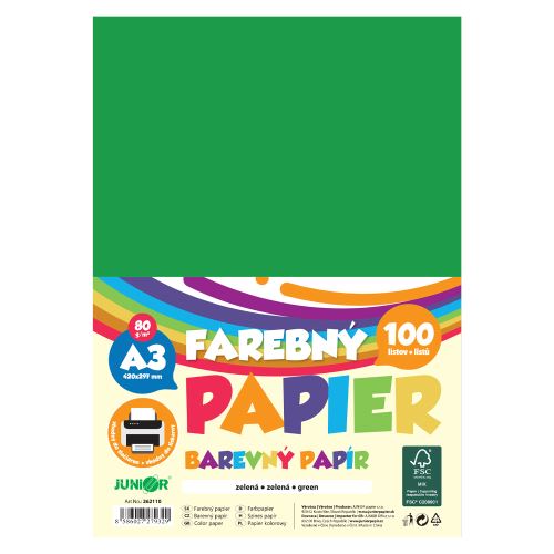 A3-as színes papír, 80 g/m2, csomag/100 db – zöld