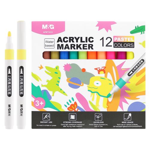 M&G Pastel akril marker - 12 db-os készlet