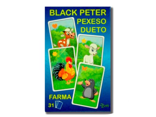 Black Peter/Pexeso/Dueto farm 3v1 7x10,5x1,5 cm memóriajáték, 31 db a dobozban
