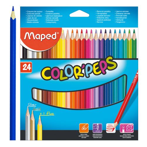 Színes ceruza készlet háromszögletű  MAPED "COLOR`PEPS", 24 db