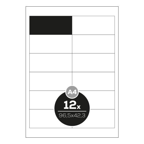 Top Stick címkék A4/100 db, 96,5x42,3 mm - 12 címke, fehér