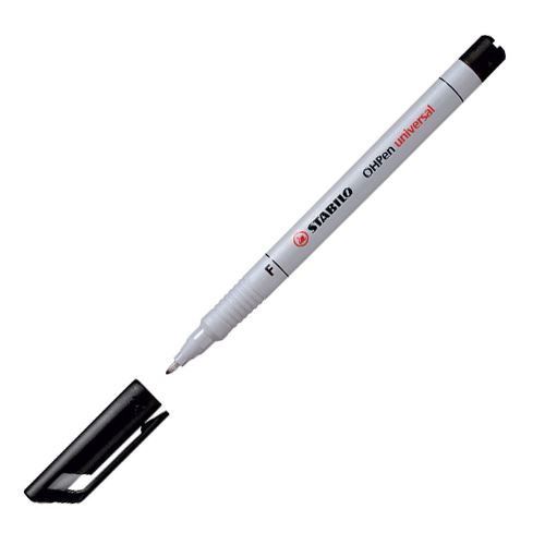 Tartós filctoll, 0,7 mm, STABILO OHPen F univerzális , fekete