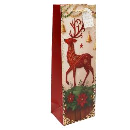 Karácsonyi ajándéktáska palackhoz, 36x12x9 cm, vegyes/1 db (3)