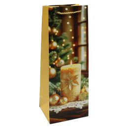 Ajándékzsák palackhoz – karácsonyi 12x36x10 cm (vegyes /ár 1 db-ért) (4)
