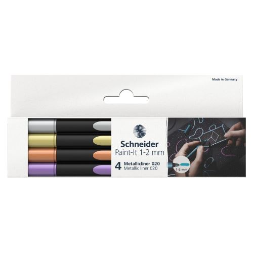 Popisovač Schneider Paint-It 020 Metalický, hrot 1-2mm (sada 4 ks)