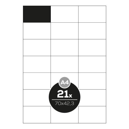 Top Stick etikettek A4/100 db, 70x42,3 mm - 21 etikett, fehér