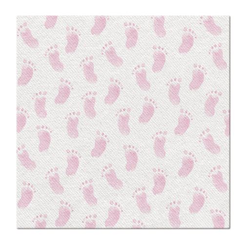 Obrúsky PAW AIRLAID L 40x40cm Baby footprints, light pink