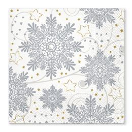 Szalvéta TaT 33X33 cm Snowflakes Silver