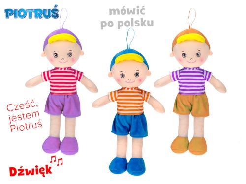 Rongybabák 32 cm elemmel működő lengyel nyelvű 3 szín 0m+