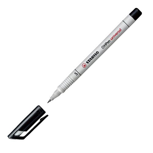 Tartós filctoll, 0,4 mm, STABILO OHPen S univerzális, fekete