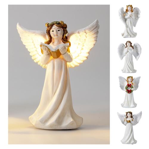 Karácsonyi dísz: Angyal, 16 cm, LED-es világítással /1 db