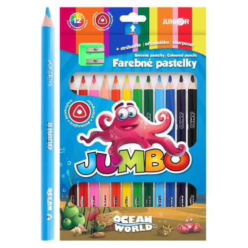 Színesceruza háromszögletű  JUMBO 12 db + hegyező