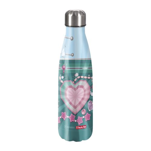 Szigetelt, rozsdamentes acél italos palack 0,5 l, Glitter Heart Hazle