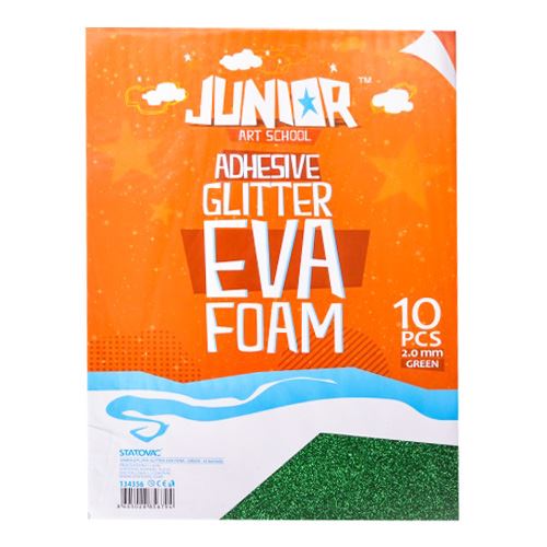 Dekorlap habosított A4 EVA 10 db zöld öntapadós glitter 2,0 mm